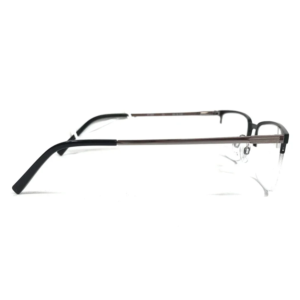Adin Thomas Eyeglasses Frames AT-584 C2 Matte Black Silver Half Rim 54-18-145